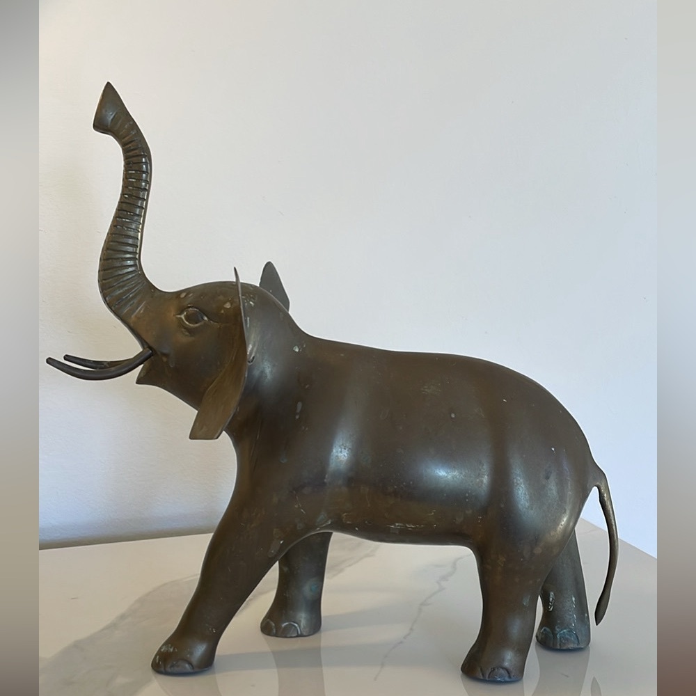 Large Vintage Brass Elephant